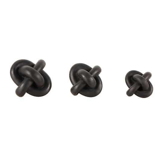 Black Geometric Knot Inspired Sculpture Set